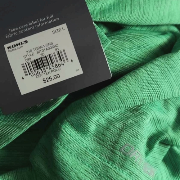 NWT Kohl's Tek Gear Men's Turf Green Golf Polo ~L - Picture 3 of 3